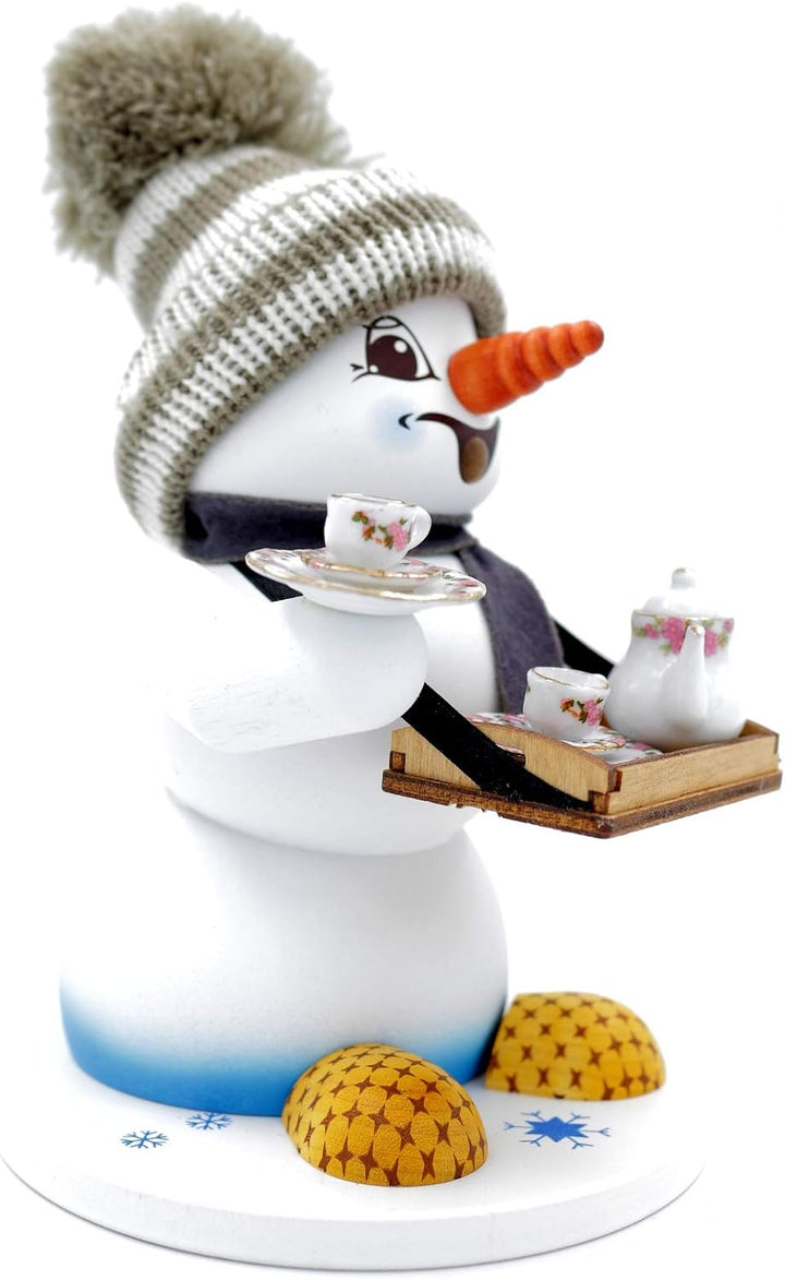 Kuhnert - Erzgebirgische Holzkunst Räuchermann Räucherfigur Schneemann 19cm - Bauchladen, Bauchladen