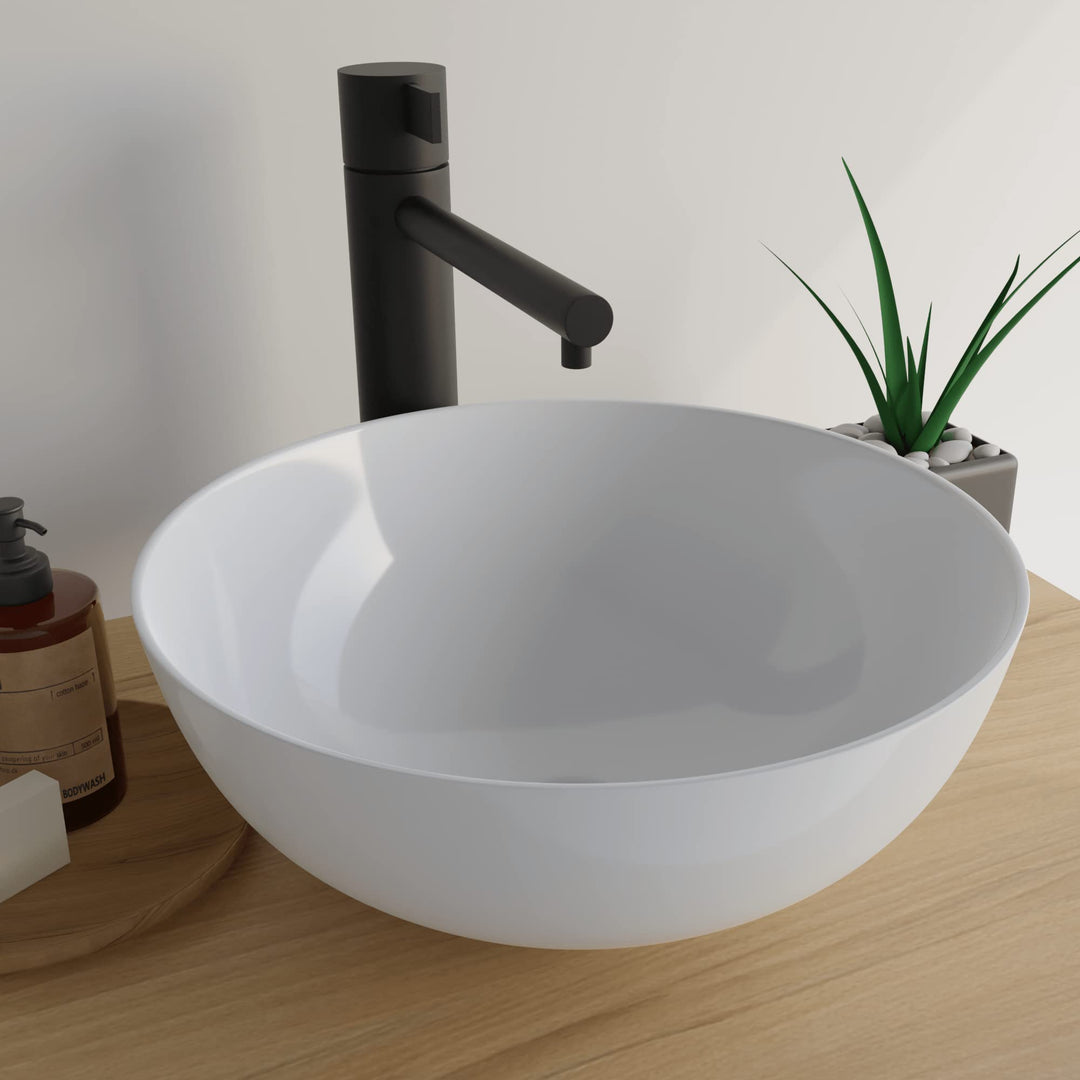 VMbathrooms Premium Waschbecken Rund mit Lotus-Effekt | 36x 36x 15,5 cm |Aufsatzwaschbecken für das
