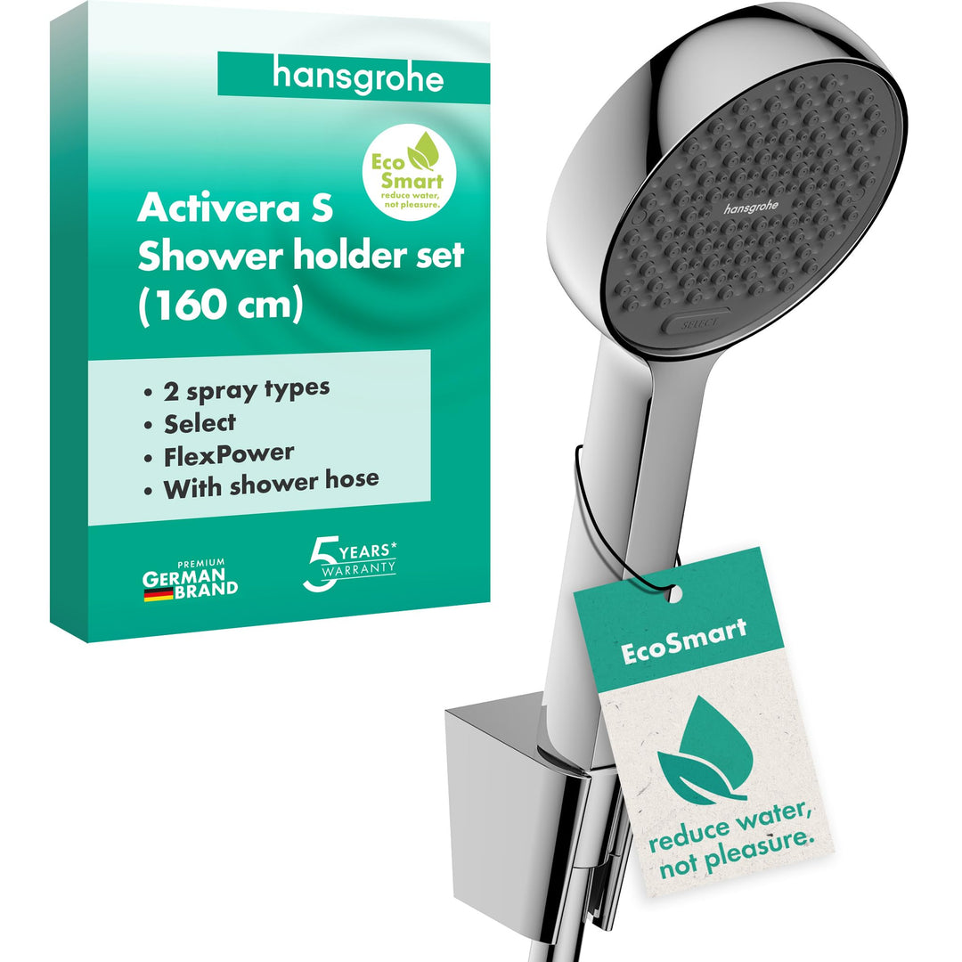 hansgrohe Activera Select S - Duschset mit Duschkopf wassersparend (EcoSmart, 2 Strahlarten), Duschs