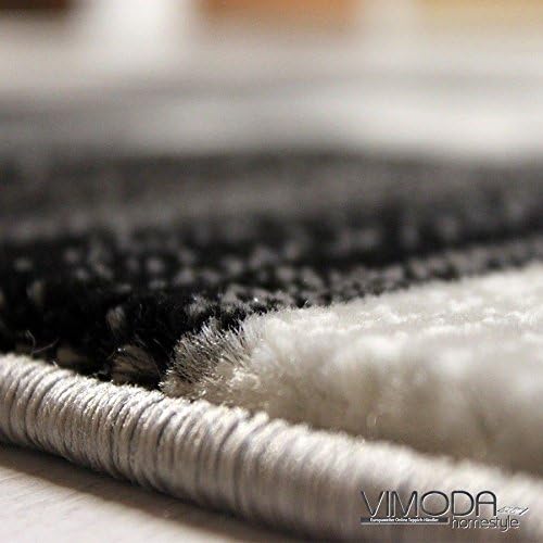 VIMODA Designer Teppich Wohnzimmer Grau Anthrazit Kariert Retro mit geometrischen Motiven und Farbve