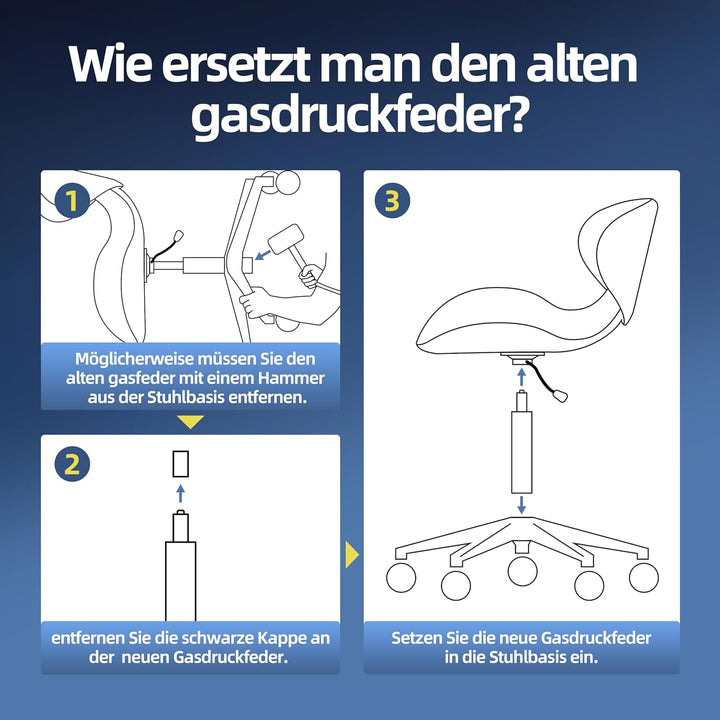 Extra Lang Gasdruckfeder Gesamtlänge 355mm - 555mm, Hoch Gasfeder für Barhocker Hocker Drehstuhl, Hö