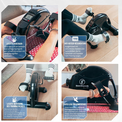 Fjoerdesports Mini-Heimtrainer, Arm- und Beintrainer, Bewegungstrainer, 2 in 1, mit Trainingsdisplay