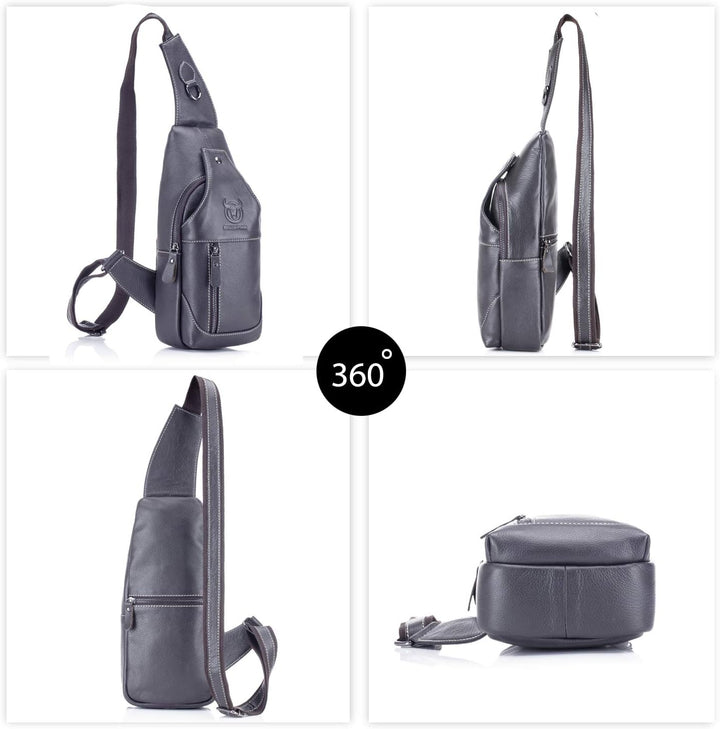 FANDARE Sling Bag Leder Brusttasche Schultertasche Wasserresistent Tragetasche Herren Umhängetasche