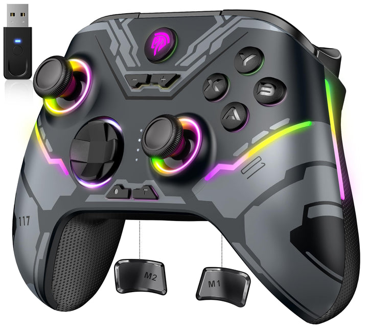 EasySMX X15 Controller PC, PC Controller Wireless mit 7 RGB Licht, Gaming Controller PC mit Hall Joy