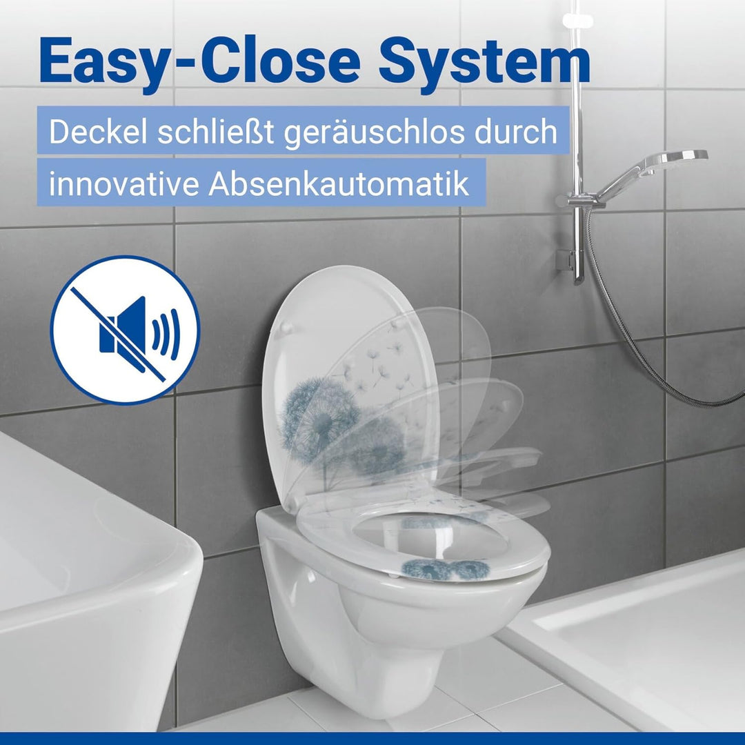 WENKO WC-Sitz Astera, Toilettensitz mit Absenkautomatik, Fix-Clip Hygiene-Befestigung, WC-Deckel aus