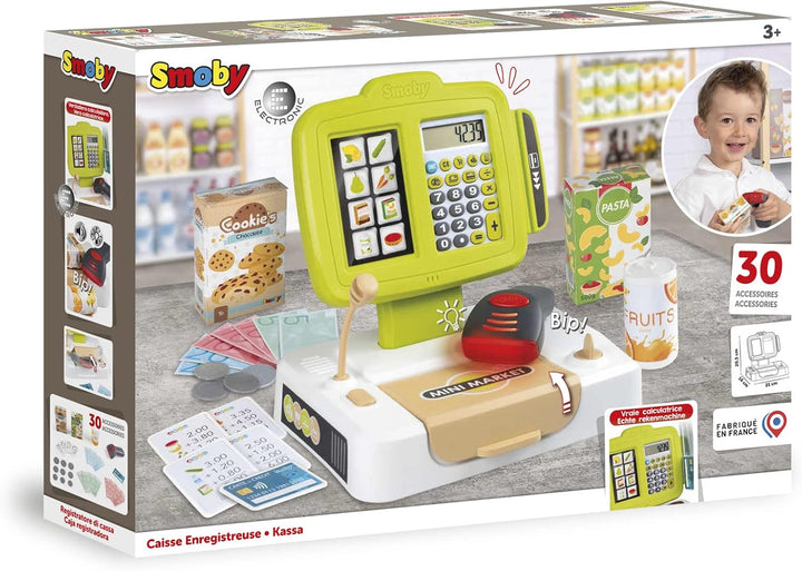 Smoby - elektronische Supermarktkasse - Spielkasse mit Taschenrechnerfunktion, Licht- und Soundgeräu