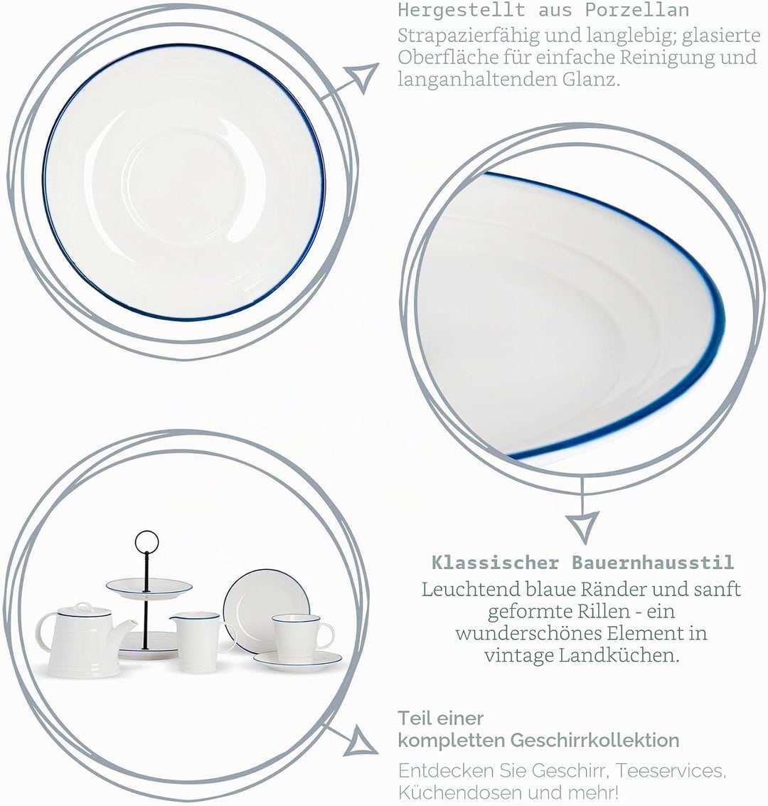 Nicola Spring Weisse Bauernhaus -Suppenplatten - 22cm - Pack Von 6
