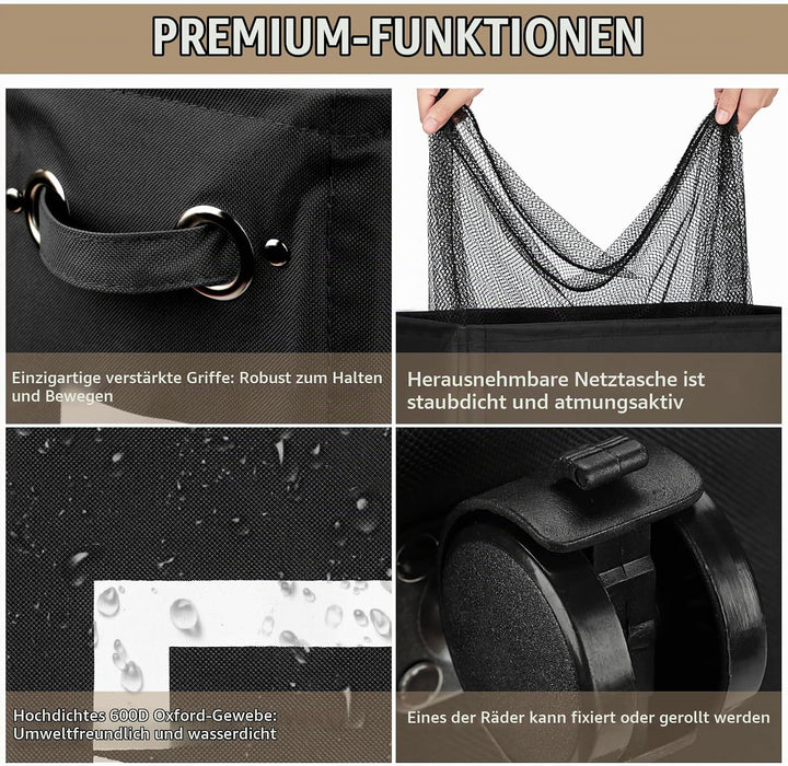 DOKEHOM 29-Inches Grossen Faltbare Wäschekörbe mit Rad, Zusammenklappbaren Wäschesäcke, Kleider Tasc