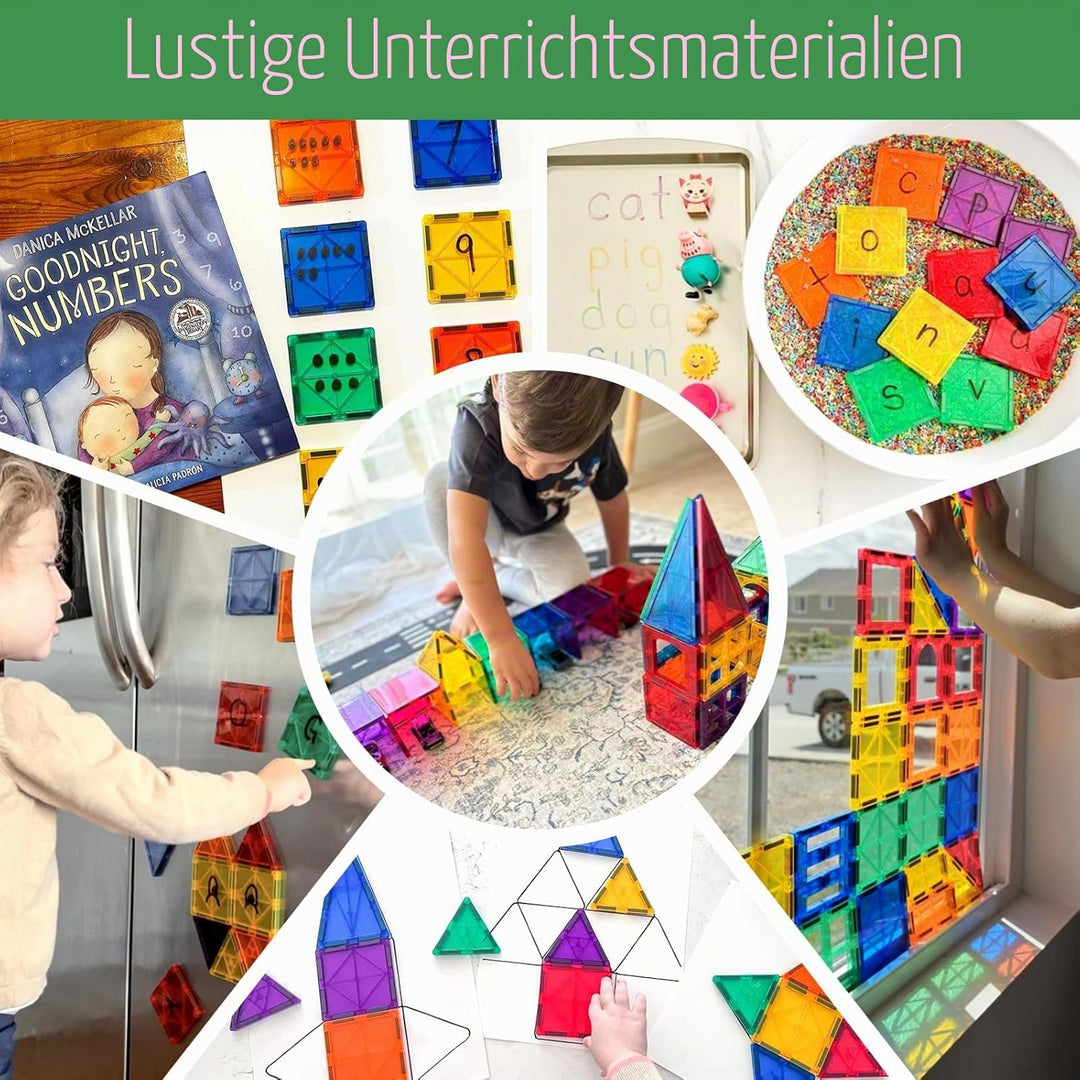 Coodoo Magnetische Fliesen Spielzeug für Kinder, Einsteigerset Magnetblöcke für Kleinkinder Magnetsp