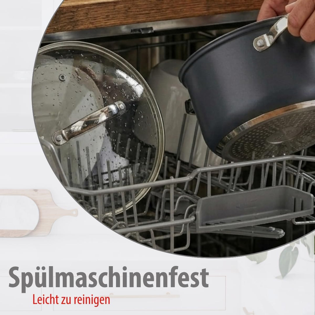 alpina Induktions-Topfset 4-teilig – Edelstahl Kochtöpfe mit Glasdeckel – Kochtopfset Geeignet für A