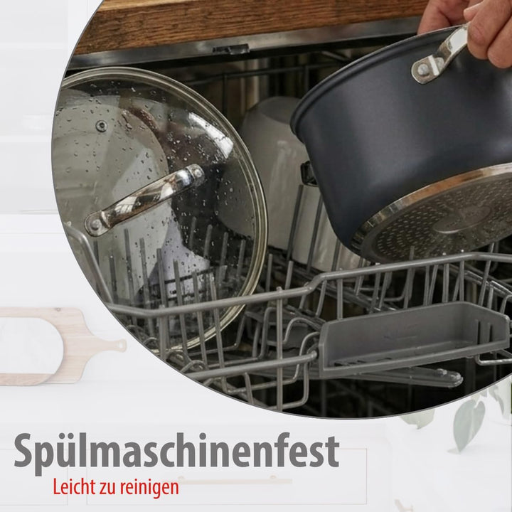 alpina Induktions-Topfset 4-teilig – Edelstahl Kochtöpfe mit Glasdeckel – Kochtopfset Geeignet für A