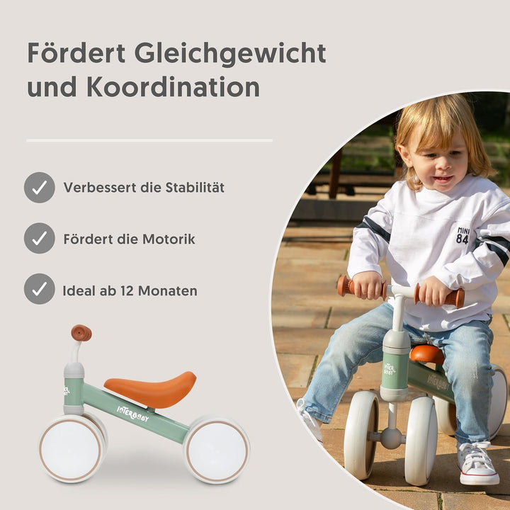 Interbaby | Laufrad für Babys 1 bis 3 Jahre - Kinderlaufrad für 12-36 Monate, Sicherer Baby-Rutscher