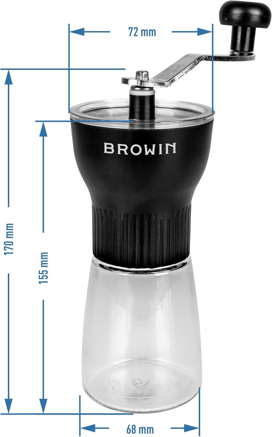 BROWIN® Manuelle Kaffeemühle mit Keramikmahlwerk 320500 | Handkaffeemühle mit Einstellbaren | Handmü
