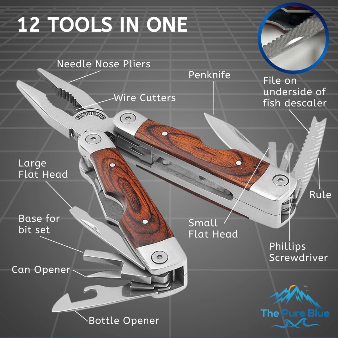 Palisanderholz Multitool Messer & Werkzeuge, Taschenmesser, Robuste Gürteltasche, Nadel- & Kombizang