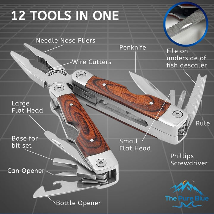Palisanderholz Multitool Messer & Werkzeuge, Taschenmesser, Robuste Gürteltasche, Nadel- & Kombizang