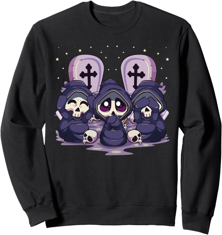 Three Wise Reaper Don't See Hear Speak Evil Pastellgoth Sweatshirt
