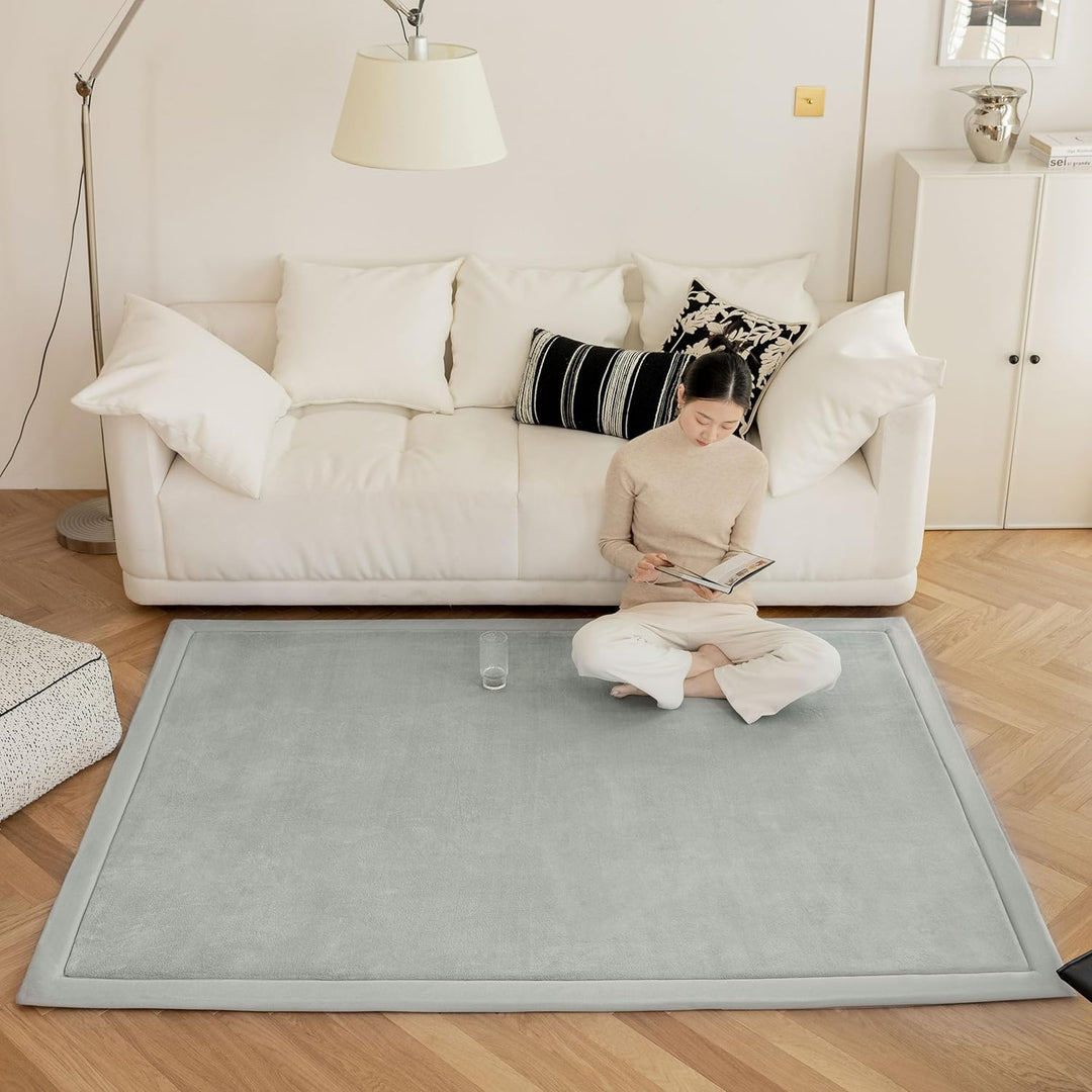 IOTXY Koralle Samt Teppich für Kinder - Samtmatte, krabbelteppich Baby, Krabbeldecke für kinderzimme