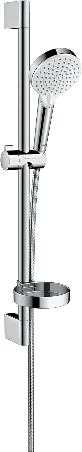 hansgrohe Crometta Duschset, 0,65 m, mit Seifenschale, 2 Strahlarten, Weiss/Chrom Weiss/Chrom 0,65m