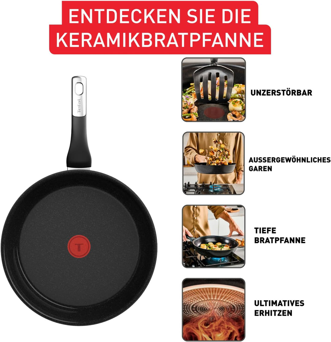 Tefal Explore On Keramikpfanne 28 cm, leistungsstarke Antihaftkeramikversiegelung, Fusioncore-Techno