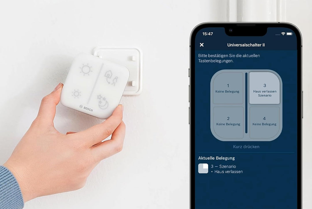 Bosch Smart Home Universalschalter II, zur einfachen Steuerung smarter Geräte, konfigurierbar für 4