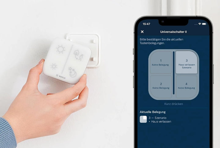 Bosch Smart Home Universalschalter II, zur einfachen Steuerung smarter Geräte, konfigurierbar für 4