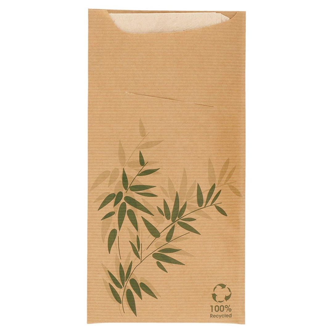 Tüten Für Besteck + Serviette "Just In Time"-"Feel Green" 80 + 10Pe G/M2 11,2X22,5 Cm Natur Vergé-Pa