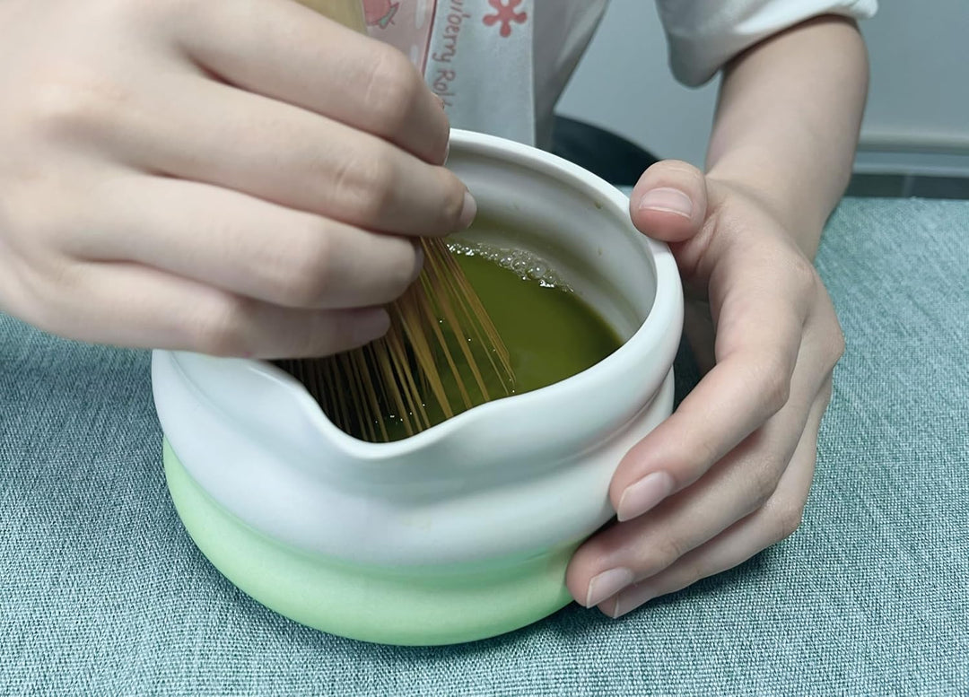 Zixrmor Premium Matcha Set – Matcha Schale, Bambusbesen und Matcha-Löffel Filterlöffel Matcha Set– V