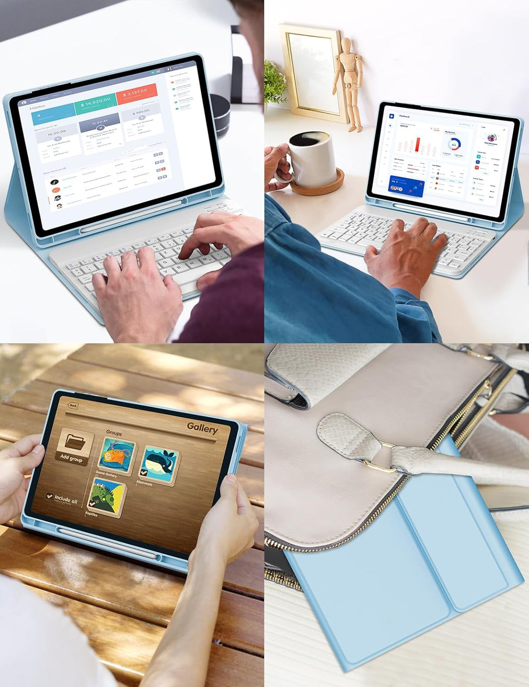 Hülle mit Tastatur für Samsung Galaxy Tab A9 Plus 11 Zoll 2023, QWERTZ Deutsche Magnetisch Abnehmbar