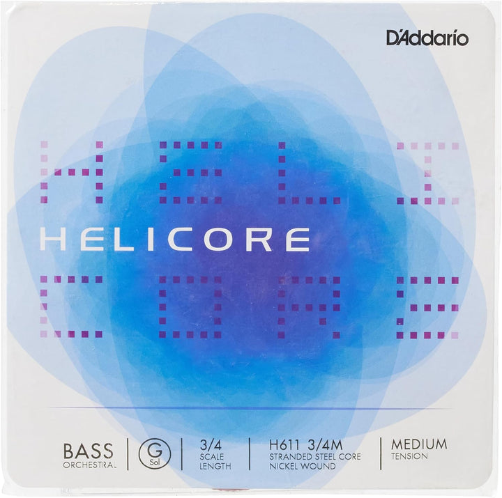D'Addario H611-3/4M Helicore Kontrabass Einzelsaite 'G' Nickel umsponnen 3/4 Medium Medium G String,