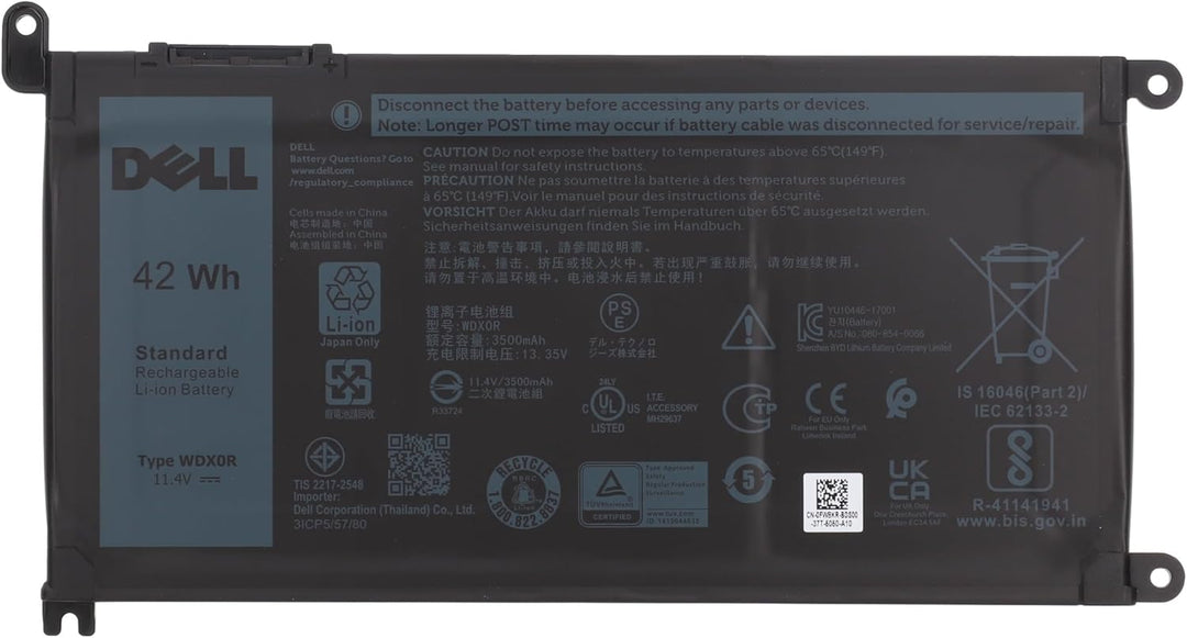 Dell Inspiron 5593 3 Zellen 42WHr Batterietyp WDX0R Teilenummern FW8KR Y3F7Y 3CRH3 T2JX4