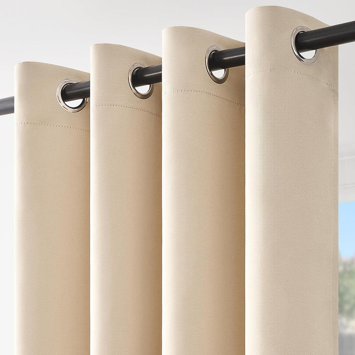 Topfinel Verdunklungsvorhänge Beige Vorhang Blickdicht Gardinen mit Ösen B 140 X H 240 cm Thermovorh