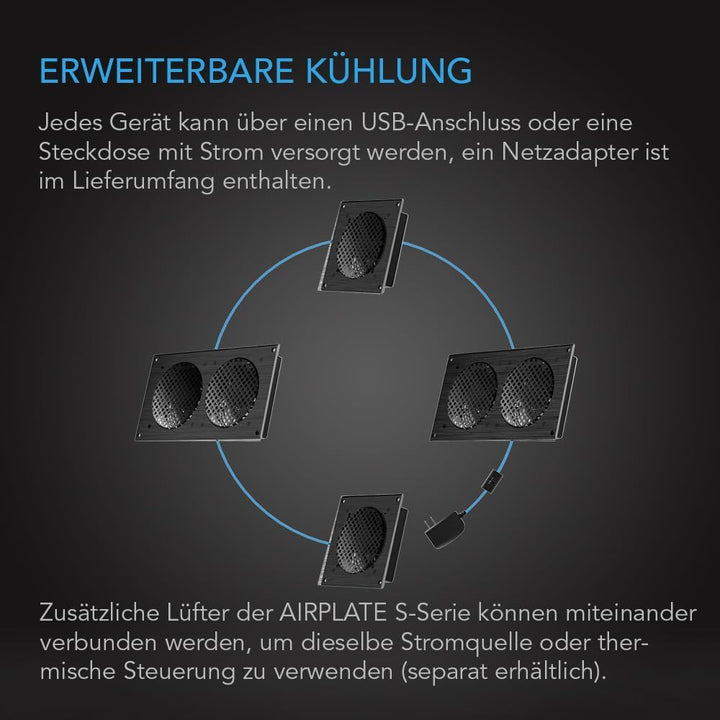 AC Infinity AIRPLATE S7, leises Kühllüftersystem 12" (30 cm) mit Geschwindigkeitssteuerung, für Heim