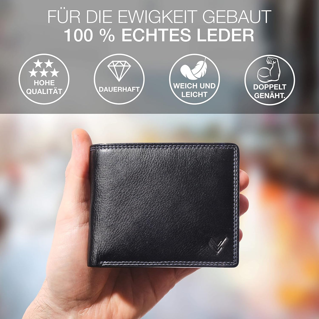 Lavalen® Geldbörse Herren Leder RFID - Portmonee Herren Gross - Portemonnaie Herren Leder Handgemach