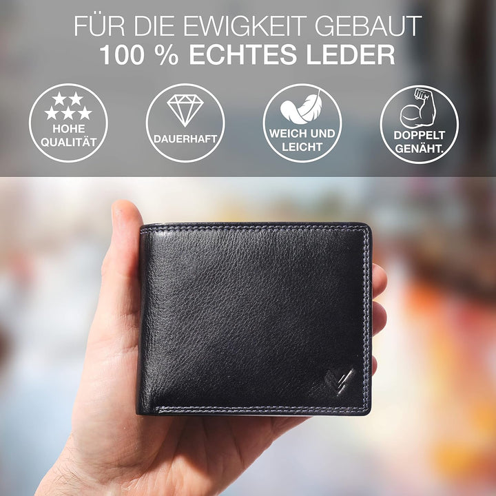 Lavalen® Geldbörse Herren Leder RFID - Portmonee Herren Gross - Portemonnaie Herren Leder Handgemach