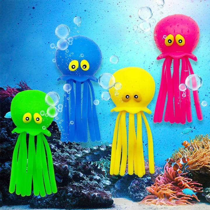 Set mit 4 Oktopus Wasserbomben, Gummi Badespielzeug für Kleinkinder, Sensorisches Stressabbau Poolsp