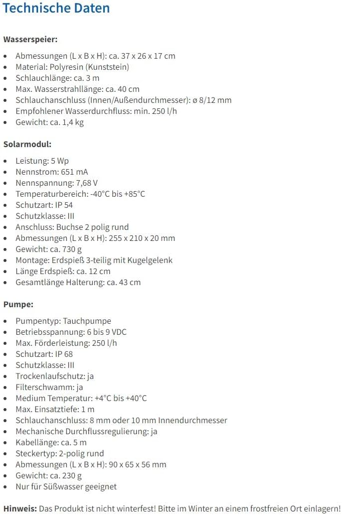 Esotec Solar Wasserspeier Set Schildkröte, Solarpumpe, Teichfigur Gartenfigur & Gartenstatue, Tauchp