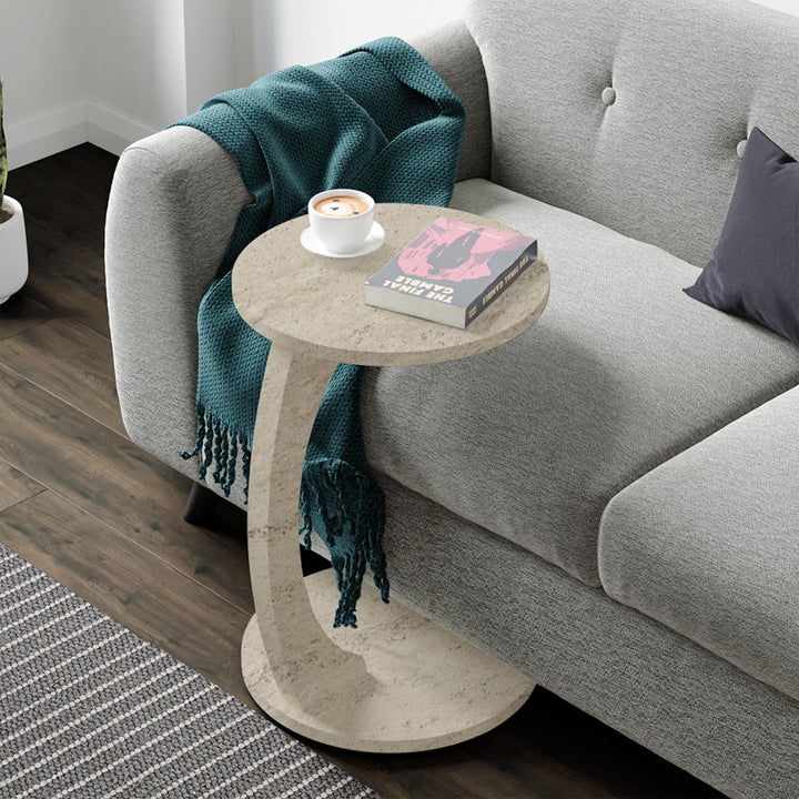 [en.casa] Beistelltisch Holeby Couchtisch Sofatisch auf Rollen Betttisch Laptoptisch C-Form Wohnzimm