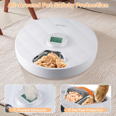 GAMKII Automatic Cat Wet Food Feeder 6 Meals with 2 Ice Packs, Battery Power Auto Pet Food Dispenser