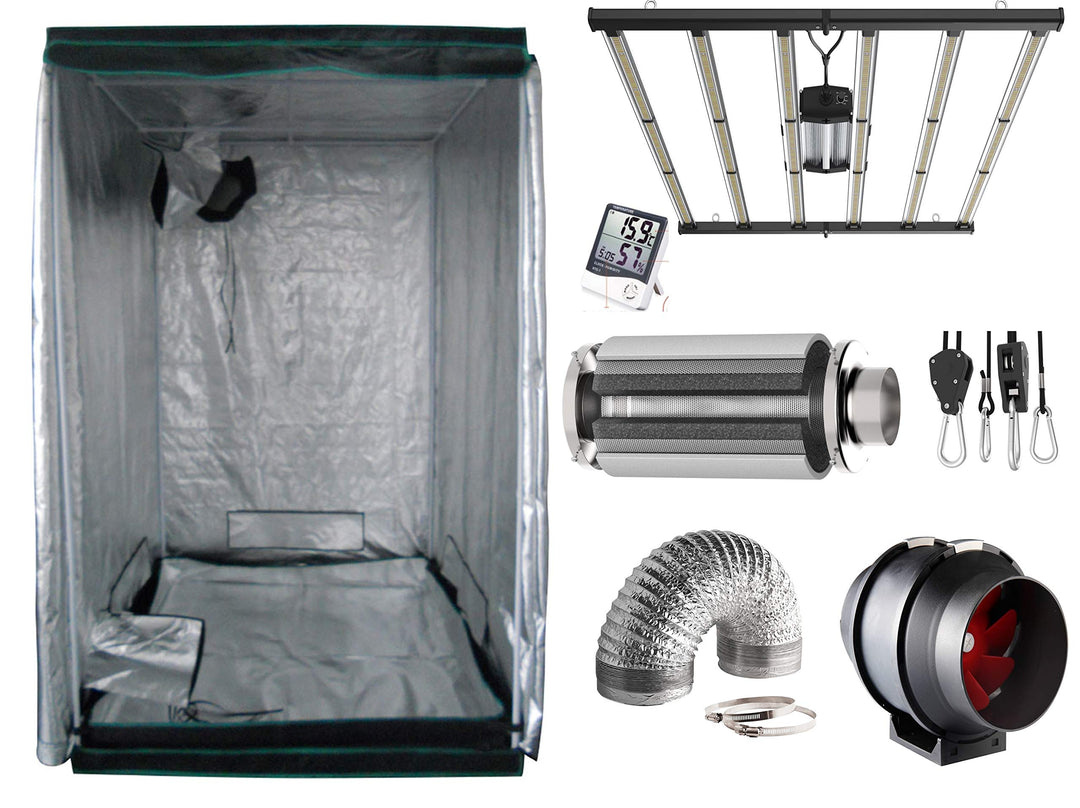 LED Grow Box/Tent/Zelt 140 x 140 x 200 cm Komplettset passiv Aktivkohlefilter Abluft inkl. (645W Fle