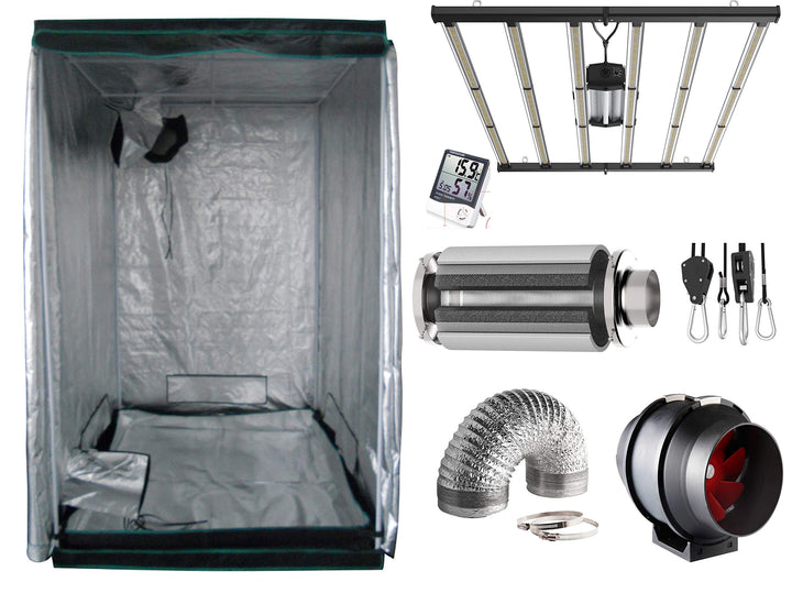 LED Grow Box/Tent/Zelt 140 x 140 x 200 cm Komplettset passiv Aktivkohlefilter Abluft inkl. (645W Fle