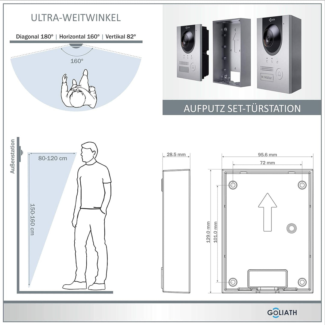 Goliath Hybrid | IP | Full-HD Video Türsprechanlage | App | 1-Fam | 2 x Full-Touchscreen 25,4 cm (10