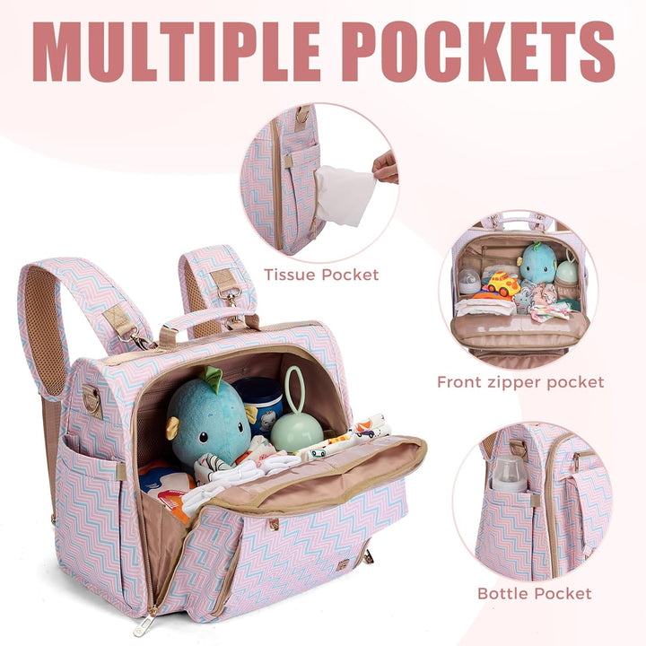 Allcamp Wickeltasche, gross, unterstützt Kinderwagen, umgewandelt in eine Tragetasche Rose, Rose