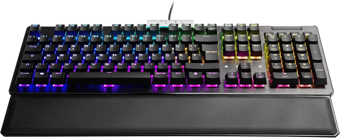 EVGA Z15 RGB Gaming Keyboard, RGB Backlit LED, Hot Swappable Mechanical Kailh Speed Silver Switches