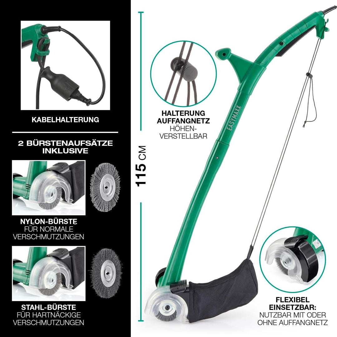 EASYmaxx Elektrische Reinigungsbürste, Putzbürste mit 2 Bürstenaufsätzen inklusive - Fugenbürste & R