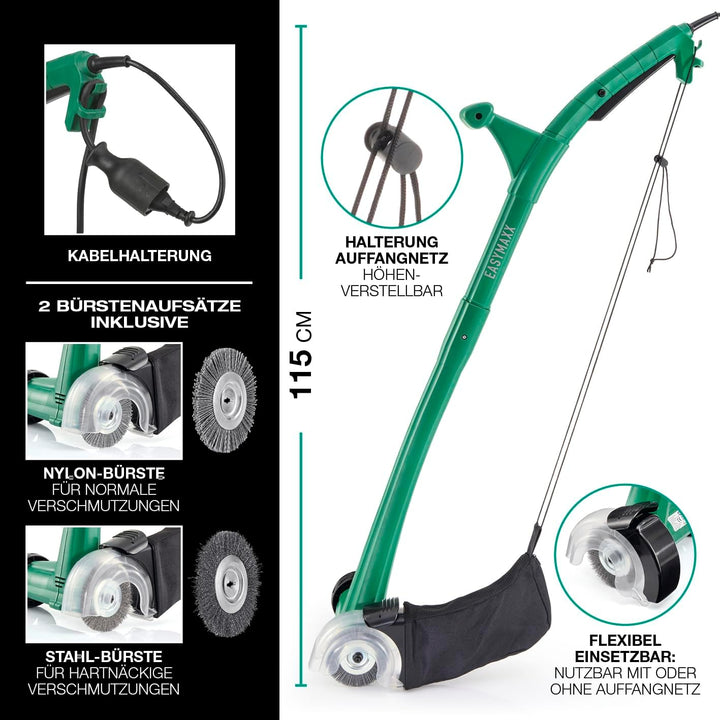 EASYmaxx Elektrische Reinigungsbürste, Putzbürste mit 2 Bürstenaufsätzen inklusive - Fugenbürste & R