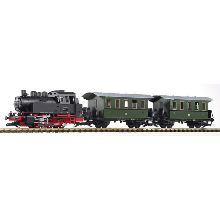 Piko 37125 Start-Set BR 80 mit 2 Personenwagen der DR Spur G Epoche III (inklusive Sound + Dampf)
