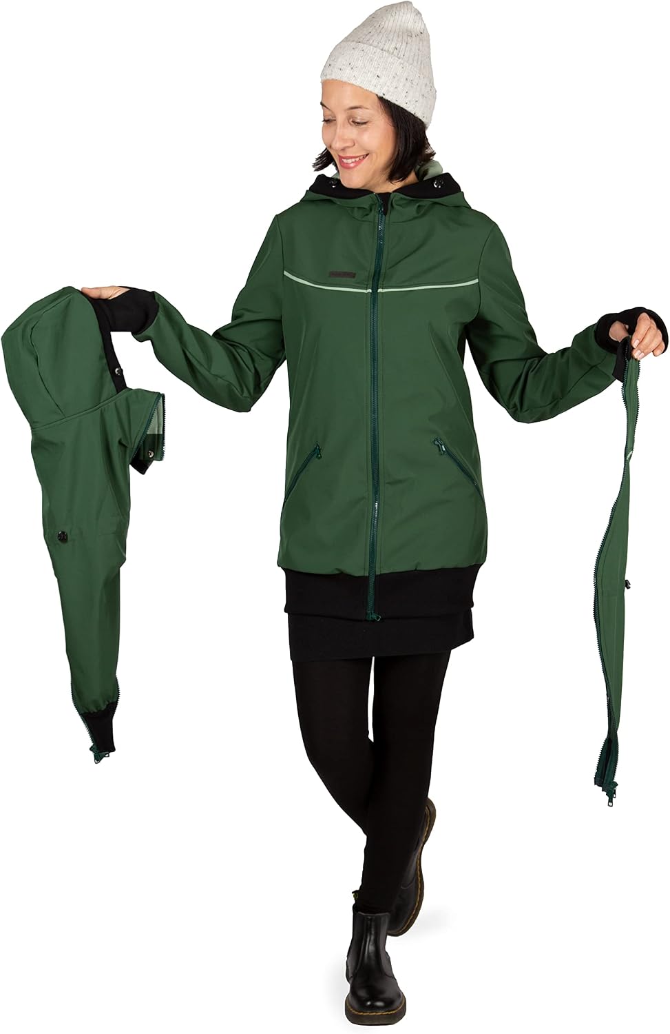 Viva la Mama 3in1 Softshell Tragejacke Baby Umstandsjacke Allwetter I JACKY L Waldgrün, L Waldgr&amp;
