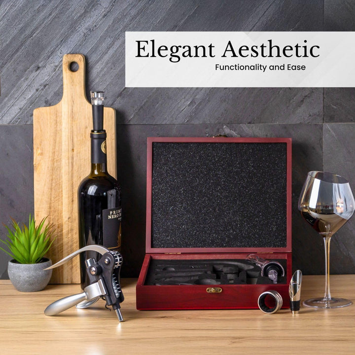 Intirilife Hebel-Korkenzieher Set – Premium Weinöffner mit Folienschneider, Ausgiesser/Belüfter, Vak