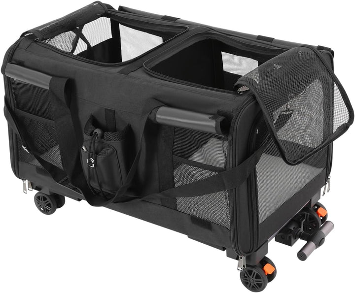 Transportbox mit Rollen für Hunde & Katze, Faltbare Katzentransportbox, Hundetransportbox mit atmung