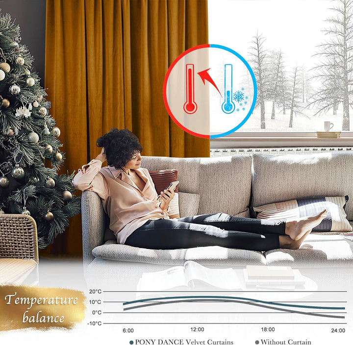 PONY DANCE Samtvorhang Kräuselband Gardinen Samt Gold Wohnzimmer Vorhänge (300g/m²) 2er Set H 240 x